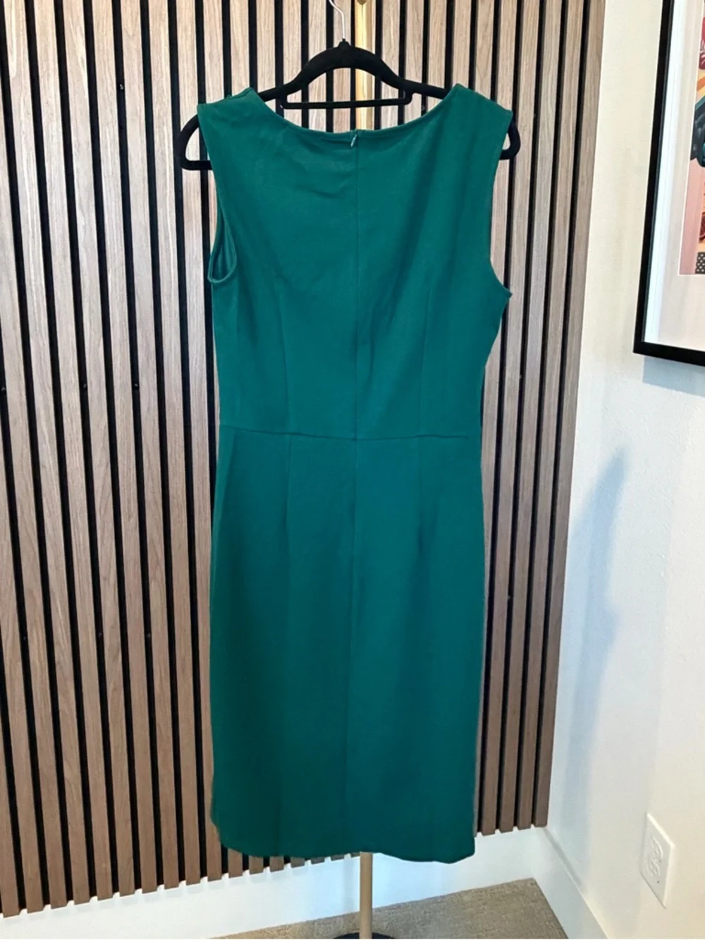 MIUSOL Emerald Green Sheath Dress with ruching and gold buttons SZ L - Picture 5 of 8